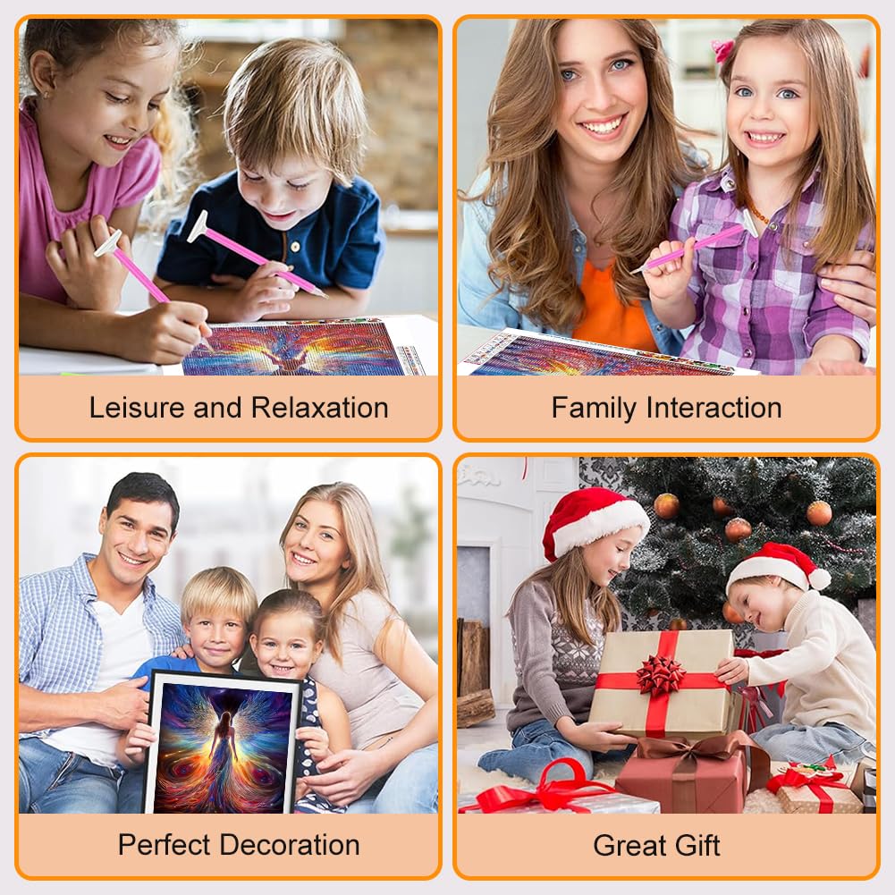 WSLWXSHM Diamond Painting Kits for Adults, Round Full Drill Diamond Art Kits, 5D DIY Paint with Diamonds Crafts for Home Wall Decoration Gifts 12×12Inch, Angel Fairy WSLWXSHM