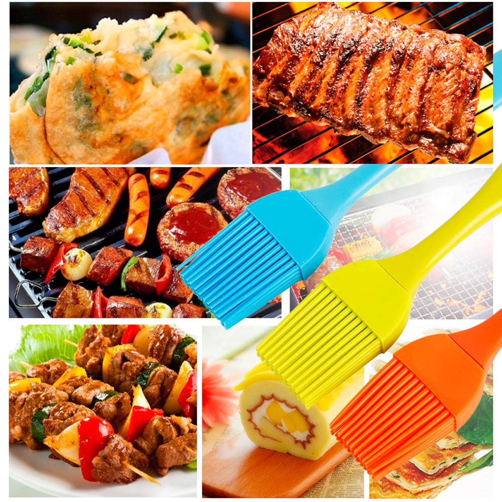 Grill Basting Brush Silicone Pastry Baking Brush BBQ Sauce Marinade Meat Glazing Oil Brush Heat Resistant, Kitchen Cooking Baste Pastries Cakes Desserts, Dishwasher Safe 4Pack iPstyle