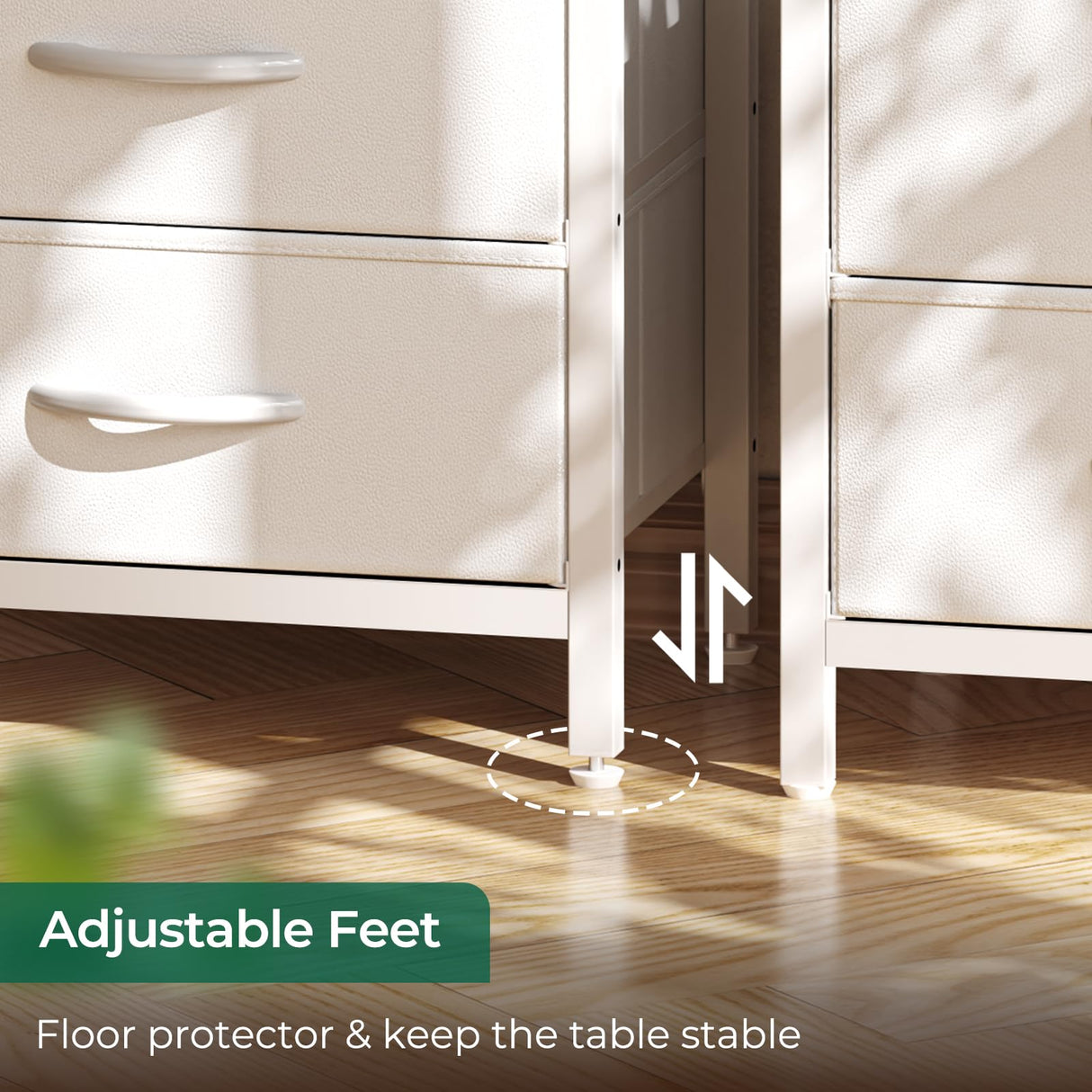 Huuger Nightstands Set of 2, End Tables with Charging Station, Side Tables with Fabric Drawers, Bedside Tables with USB Ports and Outlets, Night Stands for Bedroom, White Huuger