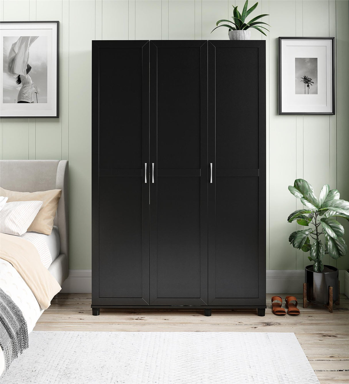 Ameriwood Home Systembuild Evolution Lory Framed 3 Door Wardrobe in Black SystemBuild