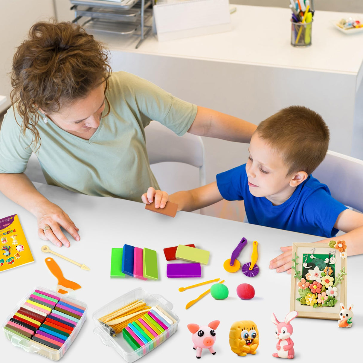 Polymer Clay 52 Colors, Modeling Clay for Kids, Non-Sticky Oven Bake Clay with Sculpting Tools and Accessories, Halloween Christmas Gift for Children and Artists Aestd-ST