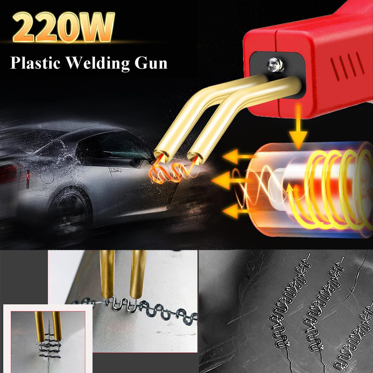 Upgraded 220W Plastic Welder, 2 in 1 Plastic Welding Kit Plastic Repair Welder Kit 1000PCS Hot Stapler Soldering Gun with 100PCS Plastic Welding Rods Car Bumper Repair Kit for Most Plastic Repair VCTSELITY
