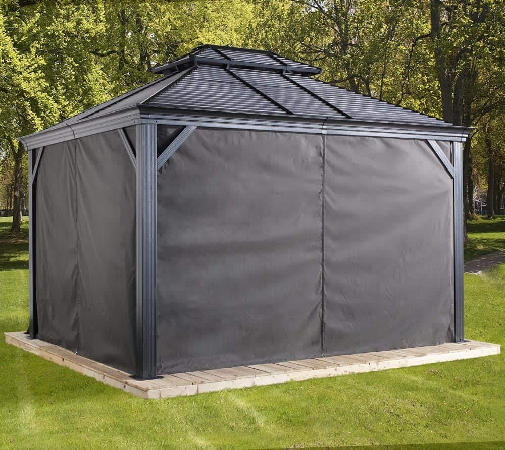 Sojag 135-9163810 10' x 12' Curtains for Monaco/Messina/Mykonos Outdoor Gazebo Models, Grey Sojag