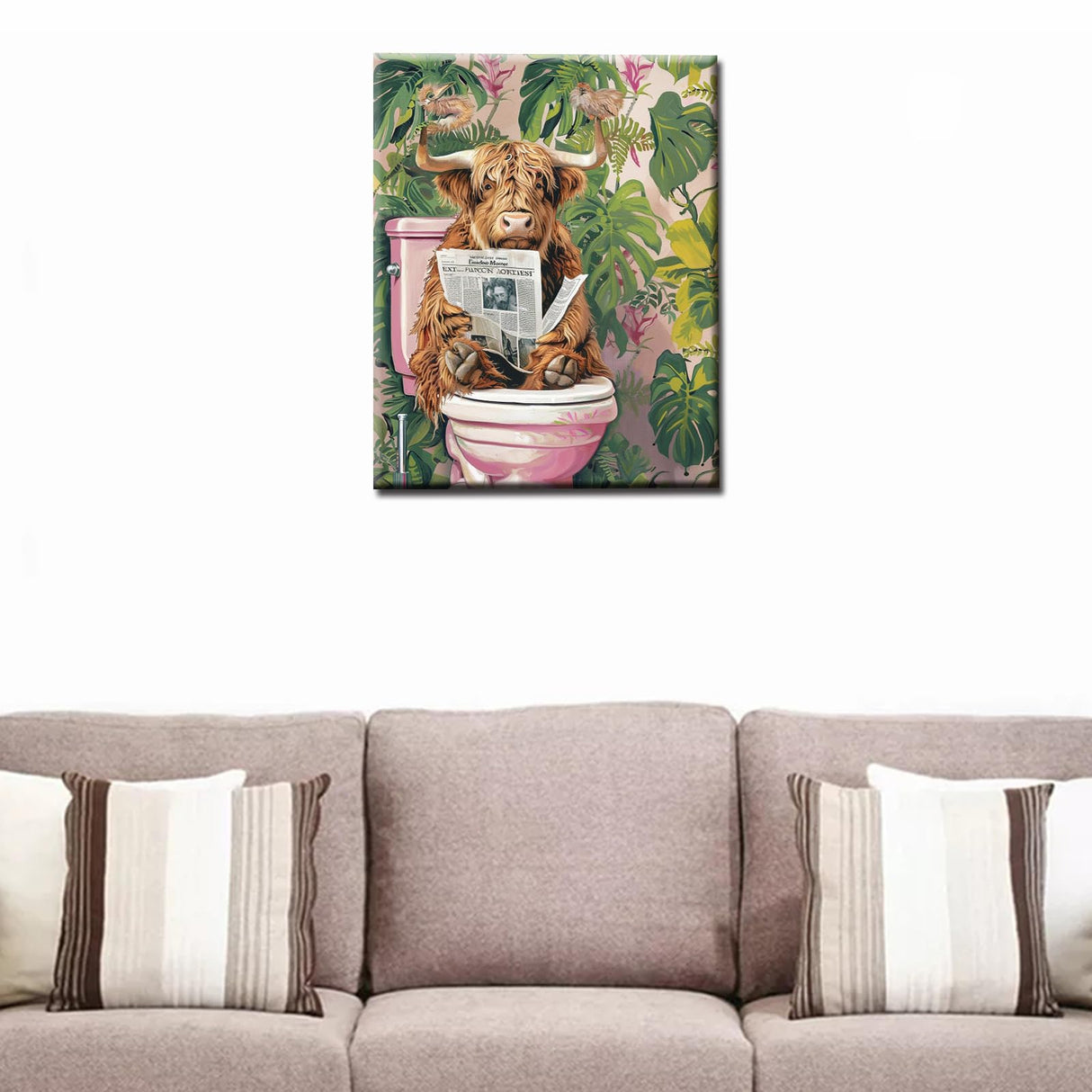 Tucocoo Rustic Animals Bathroom Paint by Numbers DIY Acrylic Paint by Numbers Kits for Adults Funny Highland Cow Bathroom Paintings Picture Arts Craft for Home Wall Art Decor16x20Inch Frameless Tucocoo