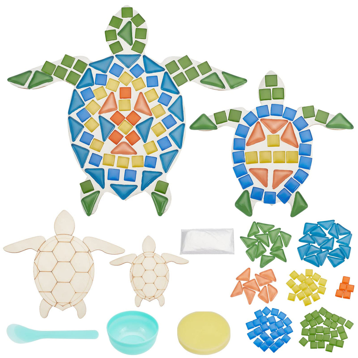 WEBEEDY 2 Set DIY Sea Turtle Mosaic Kit Wall Art Turtle DIY Craft Kit for Adults Patio Yard Pool and Garden Christmas Decor Crafts Gift for Fun Home Activities WEBEEDY