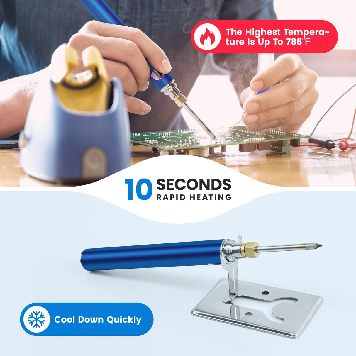 ELMCONFIG Cordless Soldering Iron Kit, Wireless Electric Soldering Gun Pen, 1100mAh Large Battery, Portable and Rechargeable for Home Appliance Repair, Electronic Components, DIY ELMCONFIG