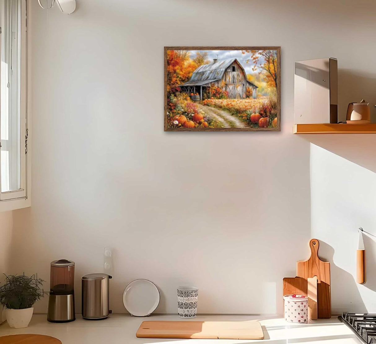 Autumn Barn Paint by Number Kit, 12x16inch Rustic Fall Harvest Scene DIY Painting for Adults and Kids, Art Craft Supplies Generic