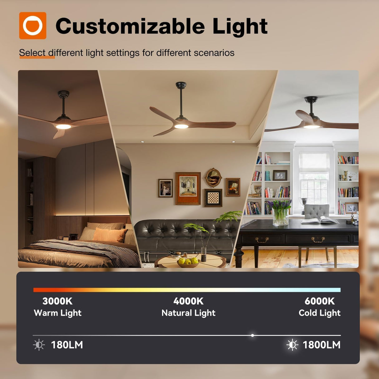 addlon Ceiling Fans with Lights, 60 Inch Indoor/Outdoor Ceiling Fan with Remote Control, Reversible, 3 Wood Blades, 6 Speeds, 3CCT Dimmable, Noiseless, Large Ceiling Fan for Patio, Gazebo, Farmhouse addlon