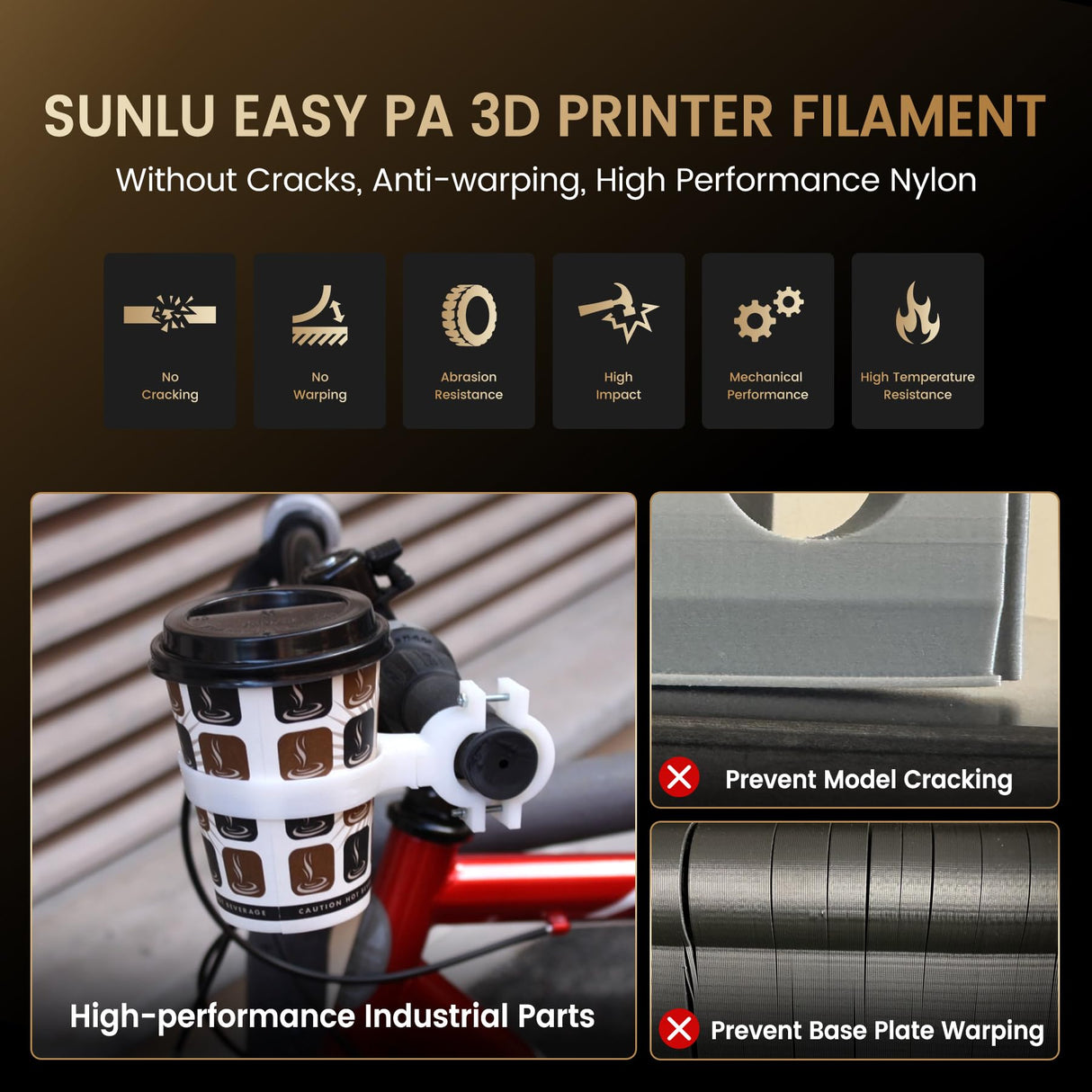 SUNLU Easy PA Filament, Nylon 3D Printer Filament with Heat Resistant, Nylon Filament 1.75mm No Cracking, Polyamide (PA) 3D Printing Filament Warp Free, Fit Most FDM Printer (Natural, 1kg) SUNLU