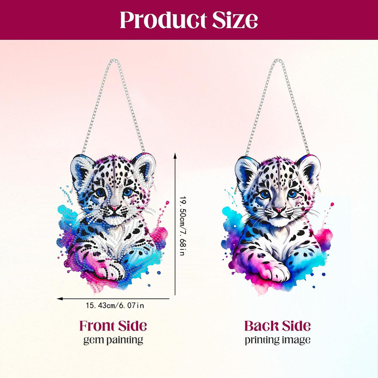Masendp Hanging Diamond Art Painting Kit Tiger, 5D Special Shape Crystal Gem Craft Pendant Kit for Adult, DIY Acrylic Diamond Art Deco Kit for Home Garden Decoration Masendp