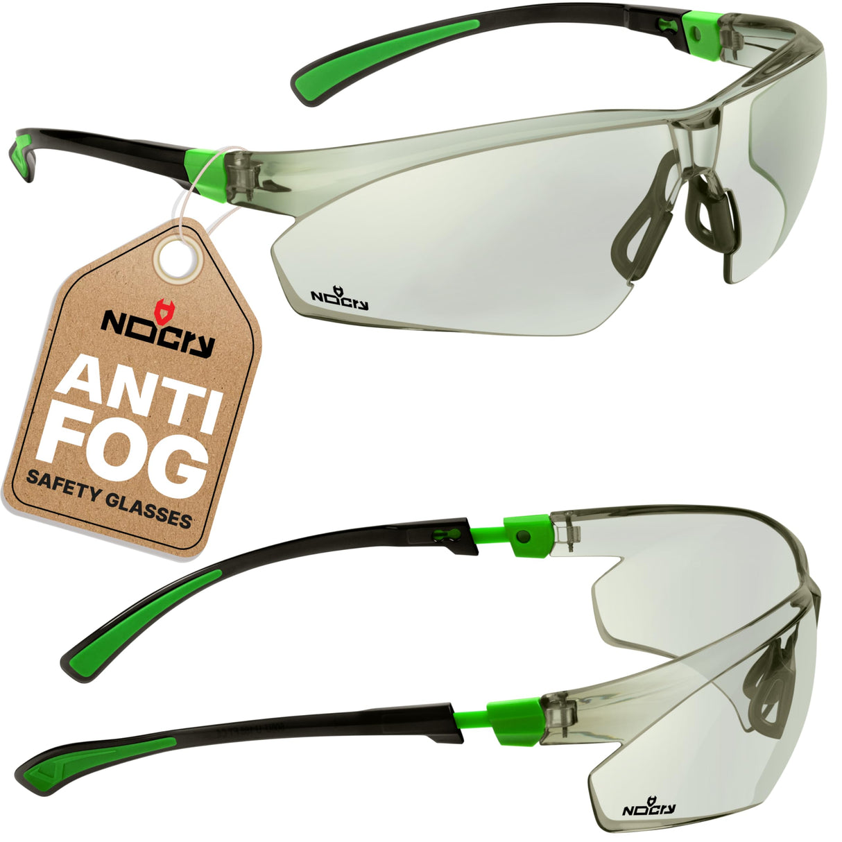 NoCry Lightly Tinted Anti Fog Safety Glasses for Men or Women with Scratch-Resistant Lenses - ANSI Z87.1 Certified with 100% UV Protection - Adjustable Temples and Nose Pad - Wraparound Design NoCry