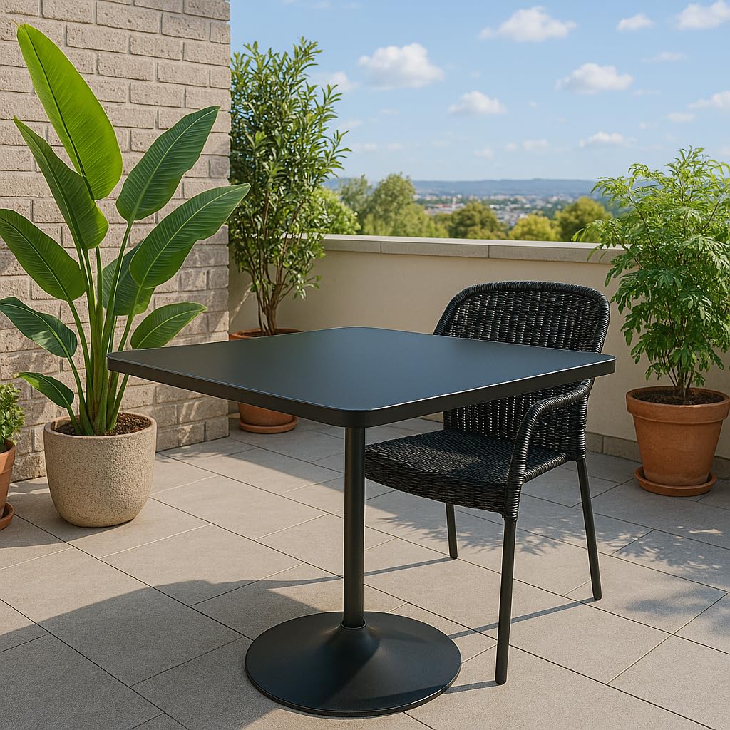 Magshion 31.5" Square Pub Table Height Adjustable 27.6"-36" Cocktail Table with Metal Base MDF Top Non-Rotatable for Dining Bistro Café Home Bar, Black Magshion