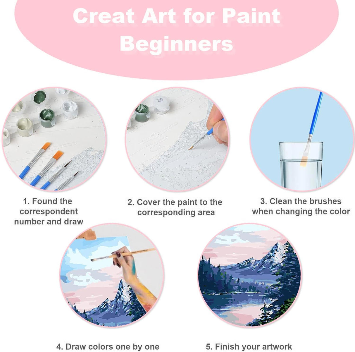 Fotasmua 4 Pack Framed Paint by Number Kits for kids Sunset, DIY Landscape Paint by Numbers Kits for Adults on Canvas, Easy Acrylic Oil Painting for Kids & Adults Beginners for Wall Decor (8 x 8 Inch) Fotasmua