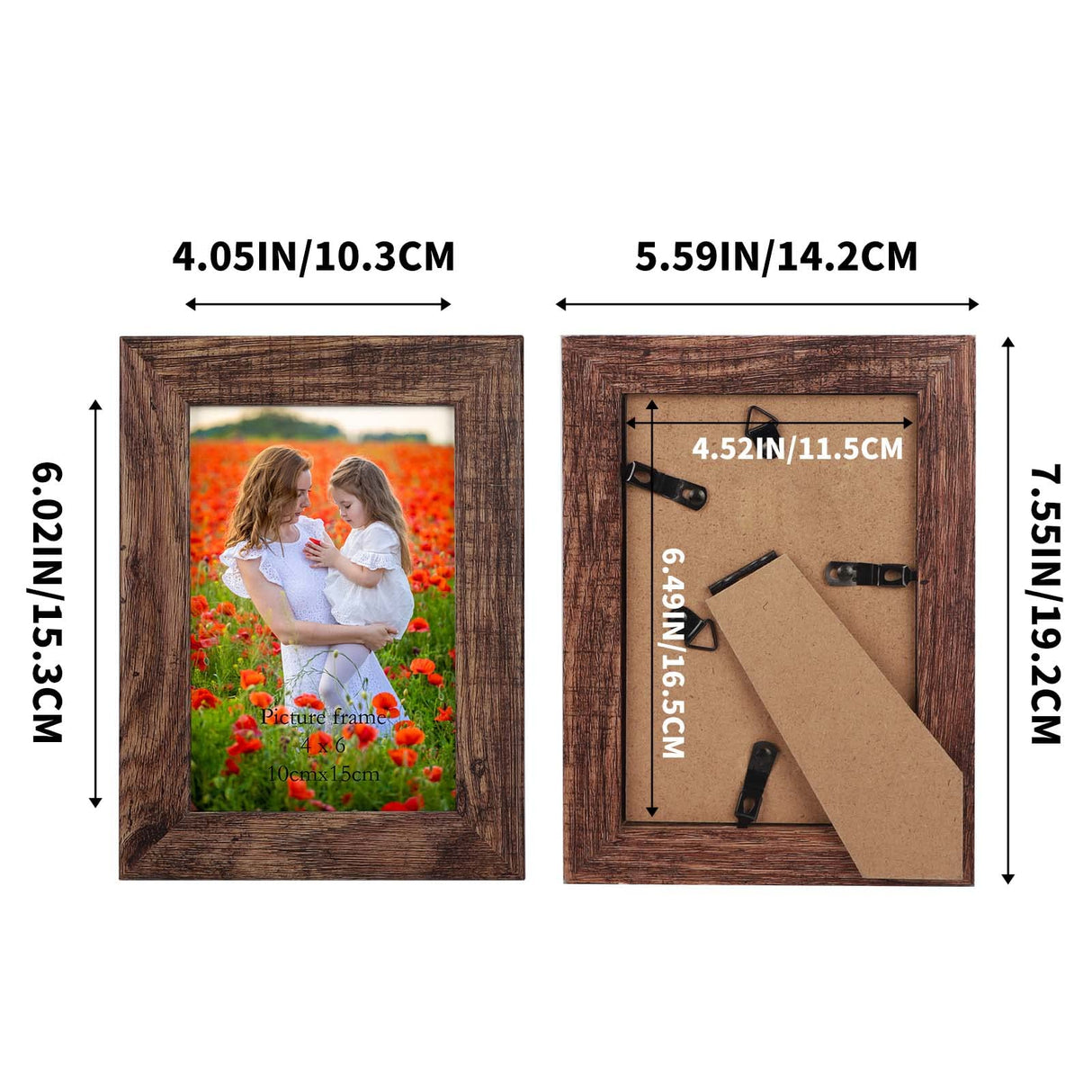 PETAFLOP 5x7 Picture Frame Set of 7, Rustic Frames Display 5 by 7 Inch Photo for Wall or Tabletop PETAFLOP