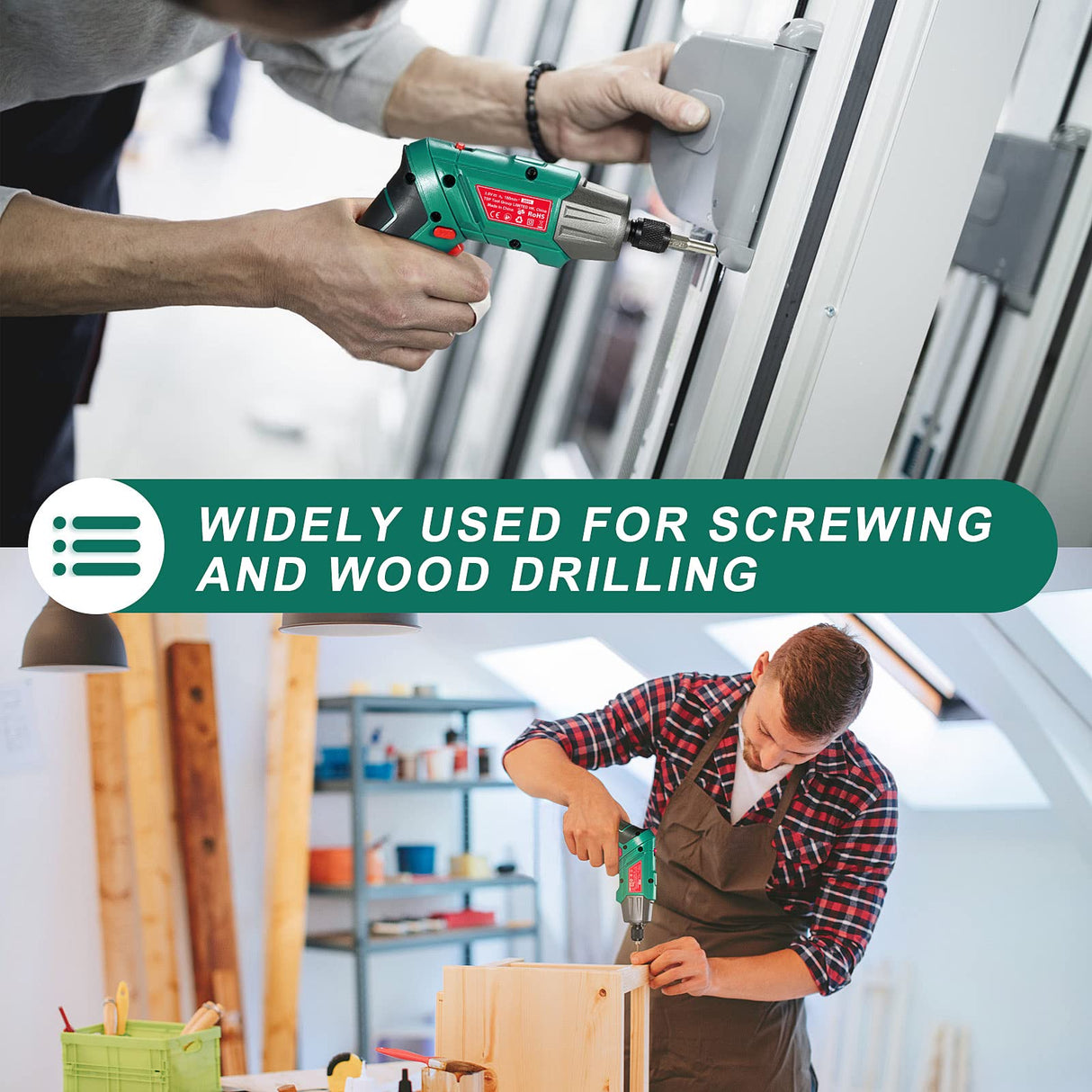 Cordless Screwdriver, HYCHIKA 4V 2.0Ah Electric Screwdriver Rechargeable Screw Gun & Bit Set, Front LED and Rear Flashlight, Ratchet Wrench, DC Charging with USB Cable, 36pcs Accessories HYCHIKA BETTER TOOLS FOR BETTER LIFE