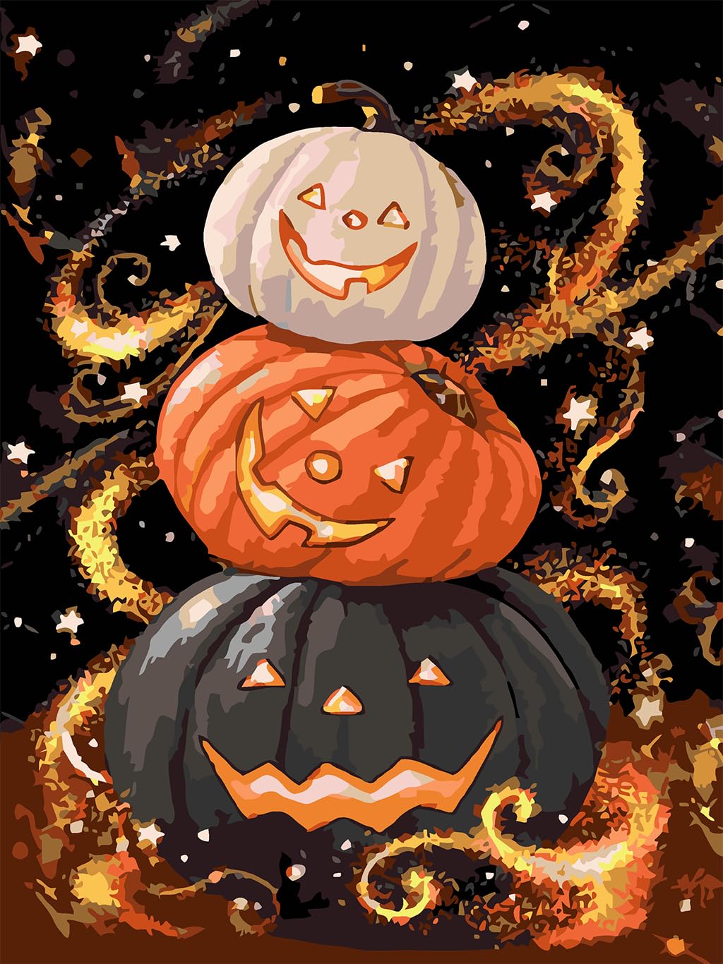 Eiazuiks Paint by Number for Adults. Halloween Paint by Numbers for Adults Beginner Drawing Paintwork with 3 Paintbrushes Paint Canvas Oil Painting 16” x 20” Eiazuiks