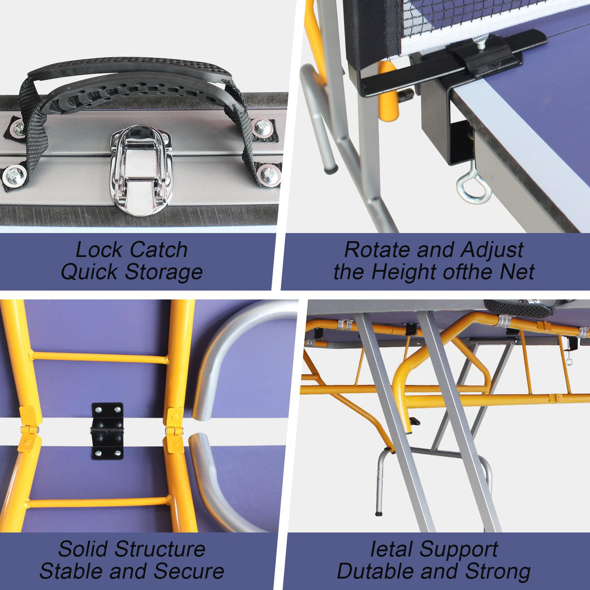 Generic Table Tennis Table, 8Ft Foldable & Portable Ping Pong Table Set with 2 Table Tennis Paddles, 3 Balls and Net for Indoor Outdoor Game Generic