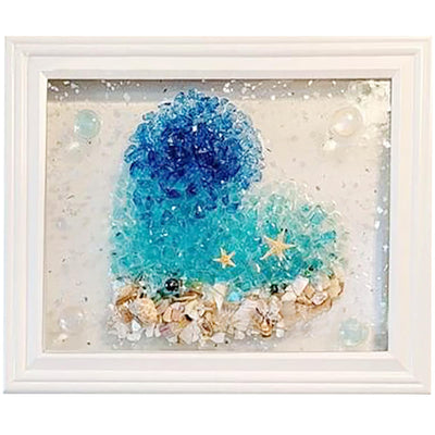 SZHTSWU DIY Photo Frame Kit, Heart Mosaic Arts Craft Kit with Resin Beach Stained Sea Glass Art and Photo Frame for Adults Home Decoration