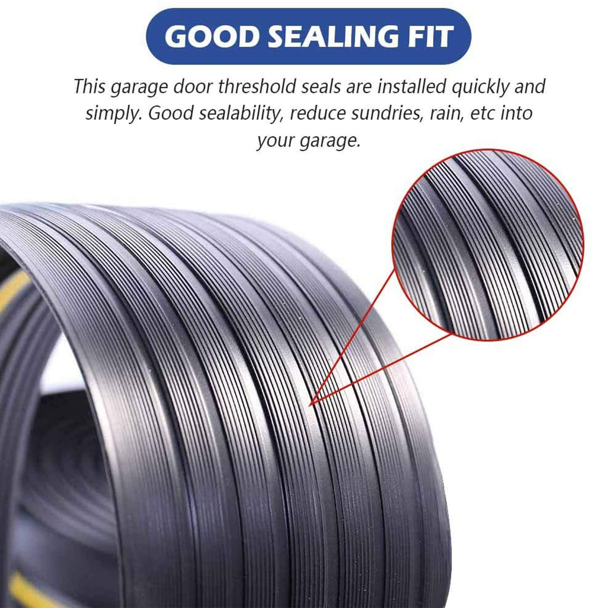 ToLanbbt 10Ft/3M Universal Garage Door Rubber Threshold Strip with 300ml Black Adhesive/Sealant, Weatherproof Seal Strip DIY Weather Stripping Replacement(Black) ToLanbbt