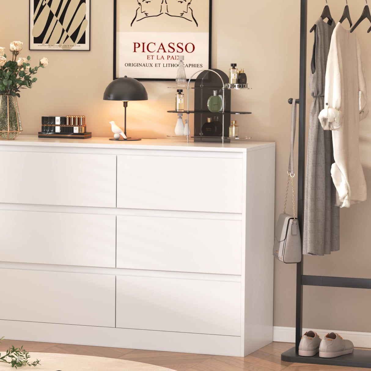 INTERGREAT White Dresser for Bedroom,Modern 9 Drawer Dresser for Closet,Wood Dressers with Deep Drawers for Kids Bedroom,Chest of Drawers for Bedroom,Living Room,Hallway,Entryway,Nursery INTERGREAT