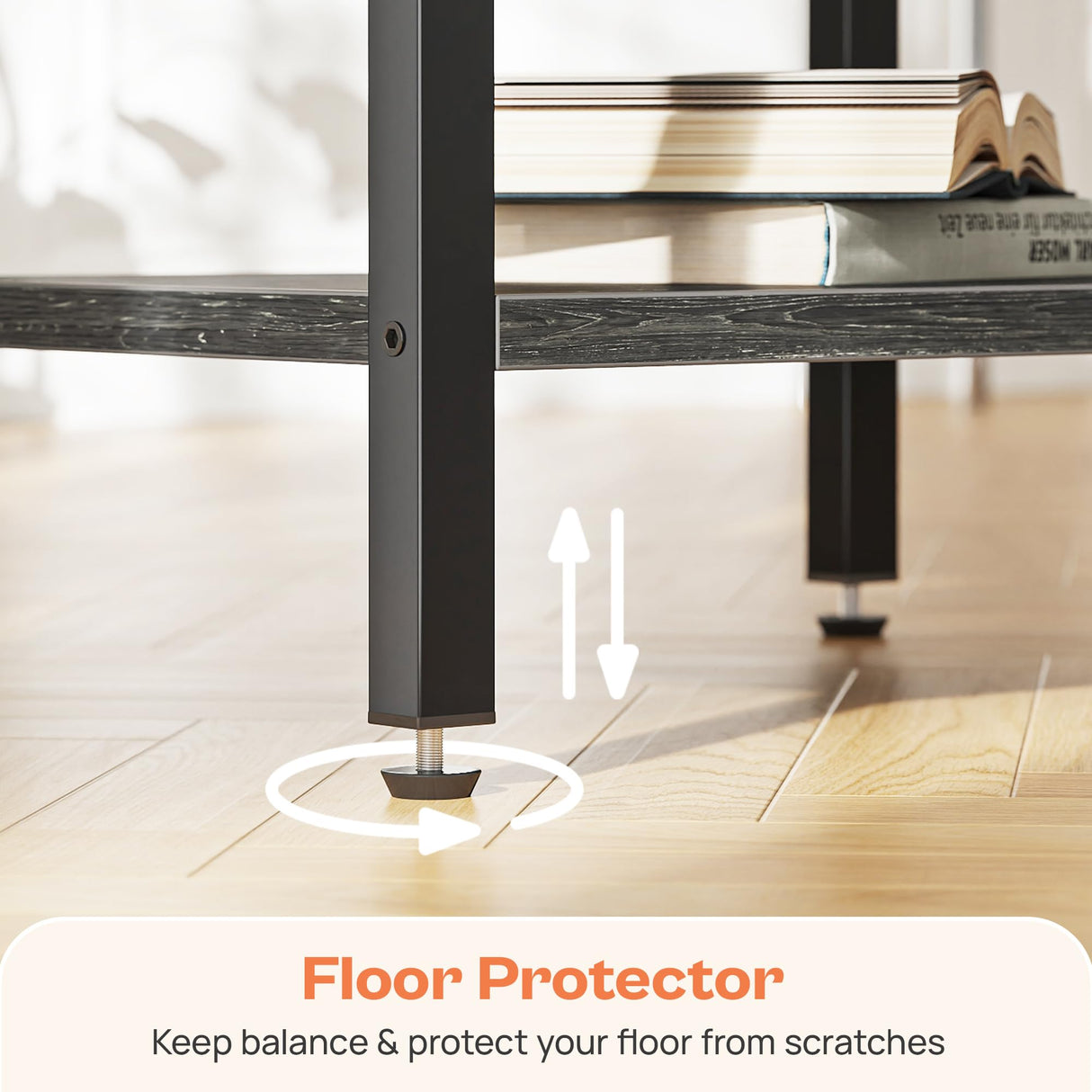 SUPERJARE Nightstand with Charging Station, Bed Side Table with Adjustable Fabric Drawer, Night Stand for Bedroom, 3-Tier Storage End Table, for Living Room, Charcoal Black Wood Grain Print SUPERJARE