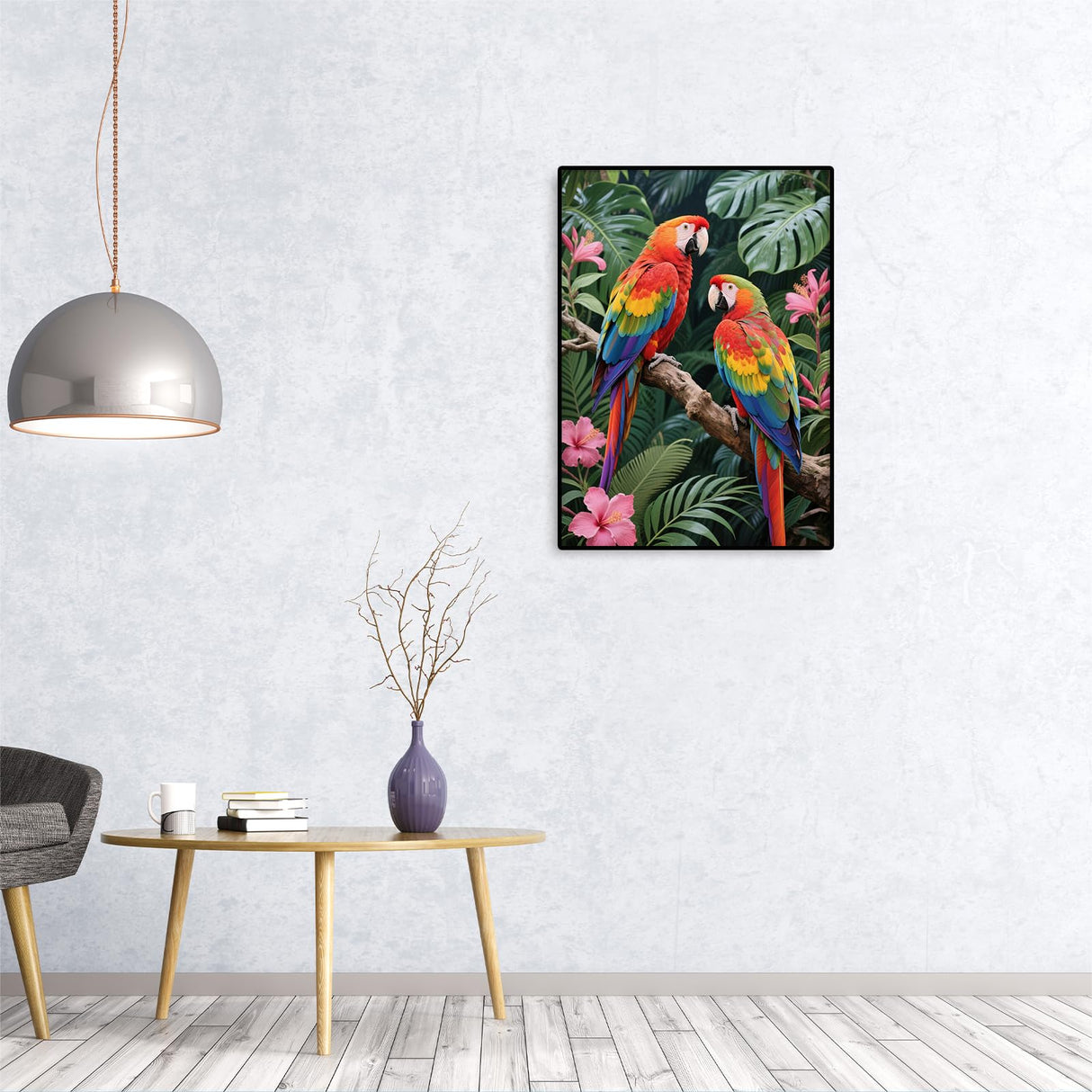 JISHSHAY Parrot Jungle Diamond Painting Round Drill Diamond Art Round Beads Gem Art Gem Painting Mosaic Kits for Adults Embroidery Kit Jigsaw Puzzles Paint by Numbers Wall Decor 30×40cm/ 11.81×15.75in JISHSHAY