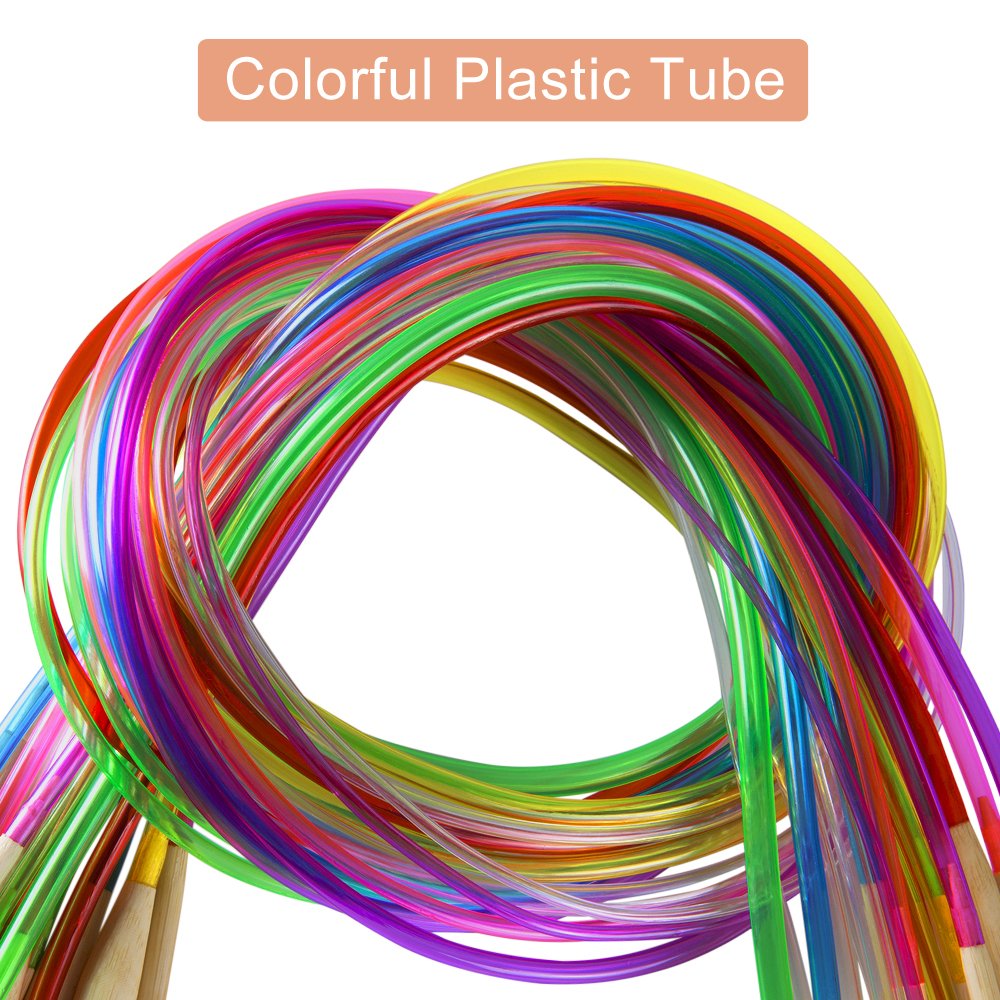 18 Pairs Bamboo Knitting Needles Set, Vancens Circular Wooden Knitting Needles with Colorful Plastic Tube, Small Tools for Weave are Included, 18 Sizes: 2mm - 10mm, 31.5" Length Vancens