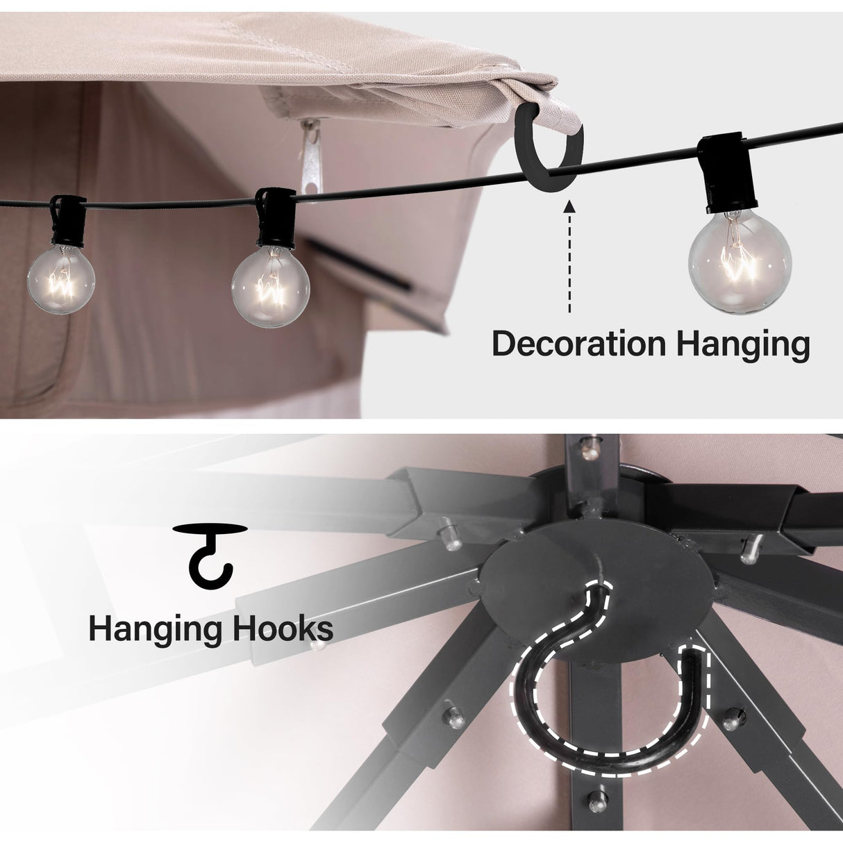 LAUSAINT HOME Outdoor Patio Gazebo 8'x8' with Expansion Bolts, Heavy Duty Gazebos Shelter Party Tent with Double Roofs, Mosquito Nettings and Privacy Screens for Backyard, Garden, Lawn, Khaki LAUSAINT HOME