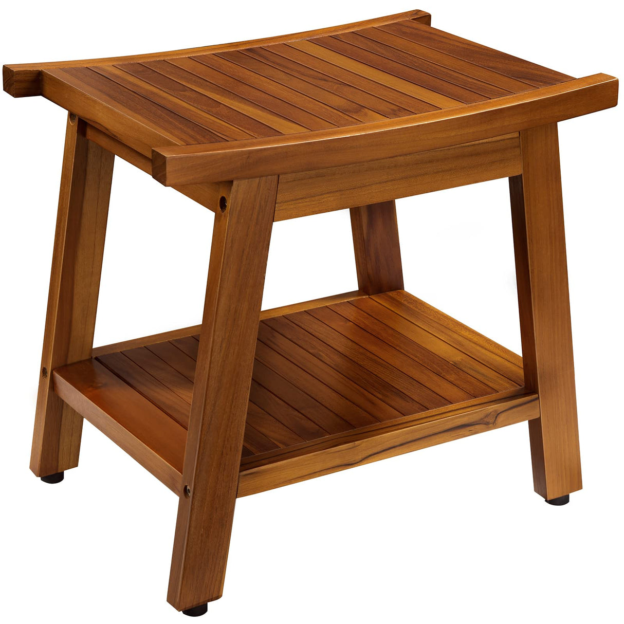 TEAKMAMA 21 Inch Teak Shower Bench with Storage Shelf and Handles, Teak Wood Shower Stool & Spa, Waterproof Shower Bench for Indoor and Outdoor Use, Bathroom Stools for Adults Sitting TEAKMAMA
