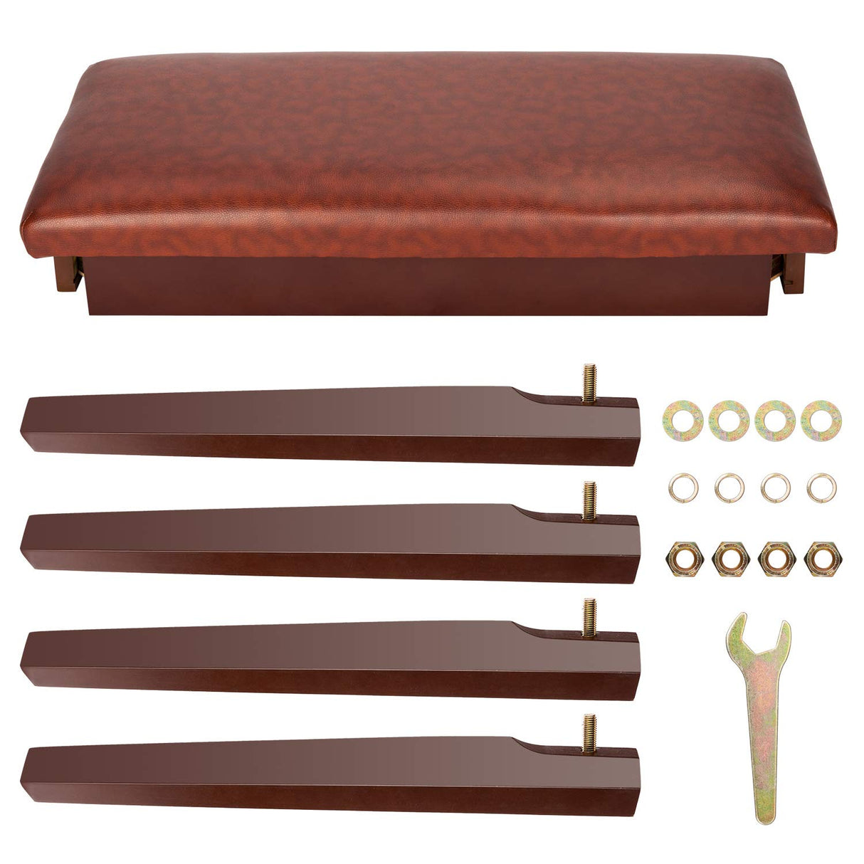 Bonnlo Brown Duet Piano Bench with Storage Compartment and Thick Cushion Hinged top Artist Duet Seat Bonnlo