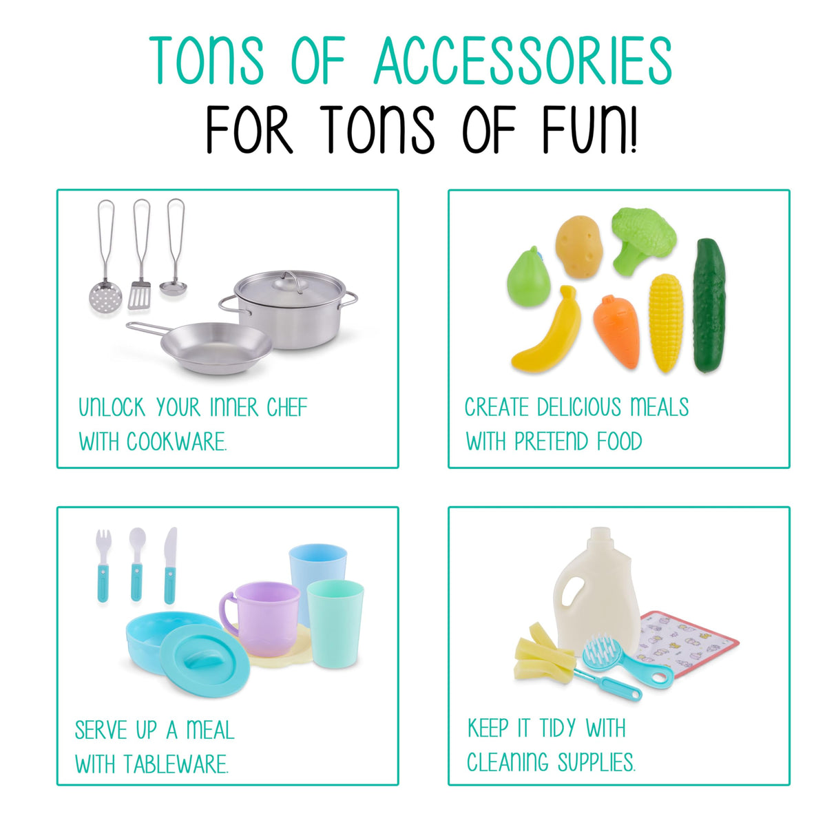 Lil’ Jumbl Kids Wooden Kitchen Set, Pretend Working Sink with Real Running Water, Includes Range Hood, Microwave & Stove Top That Make Realistic Sound & Light, Full Accessory Set Included Lil' Jumbl