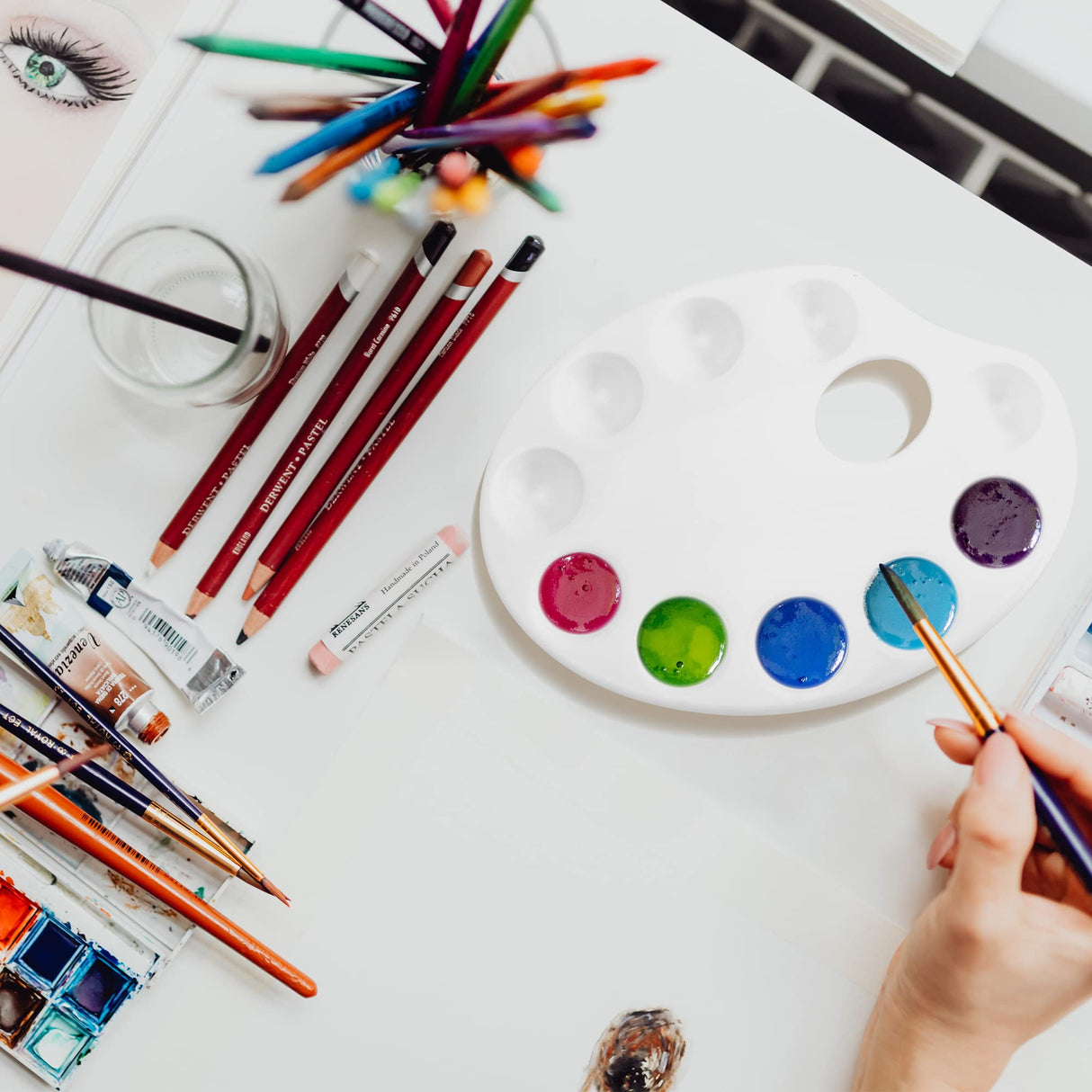 30 Pack 10 Well Paint Palettes Tray Bulk, White Plastic Paint Palettes for Adult, Watercolor Painting Tray Palette for Amateur Painters, DIY Art Painting KEJJNYER