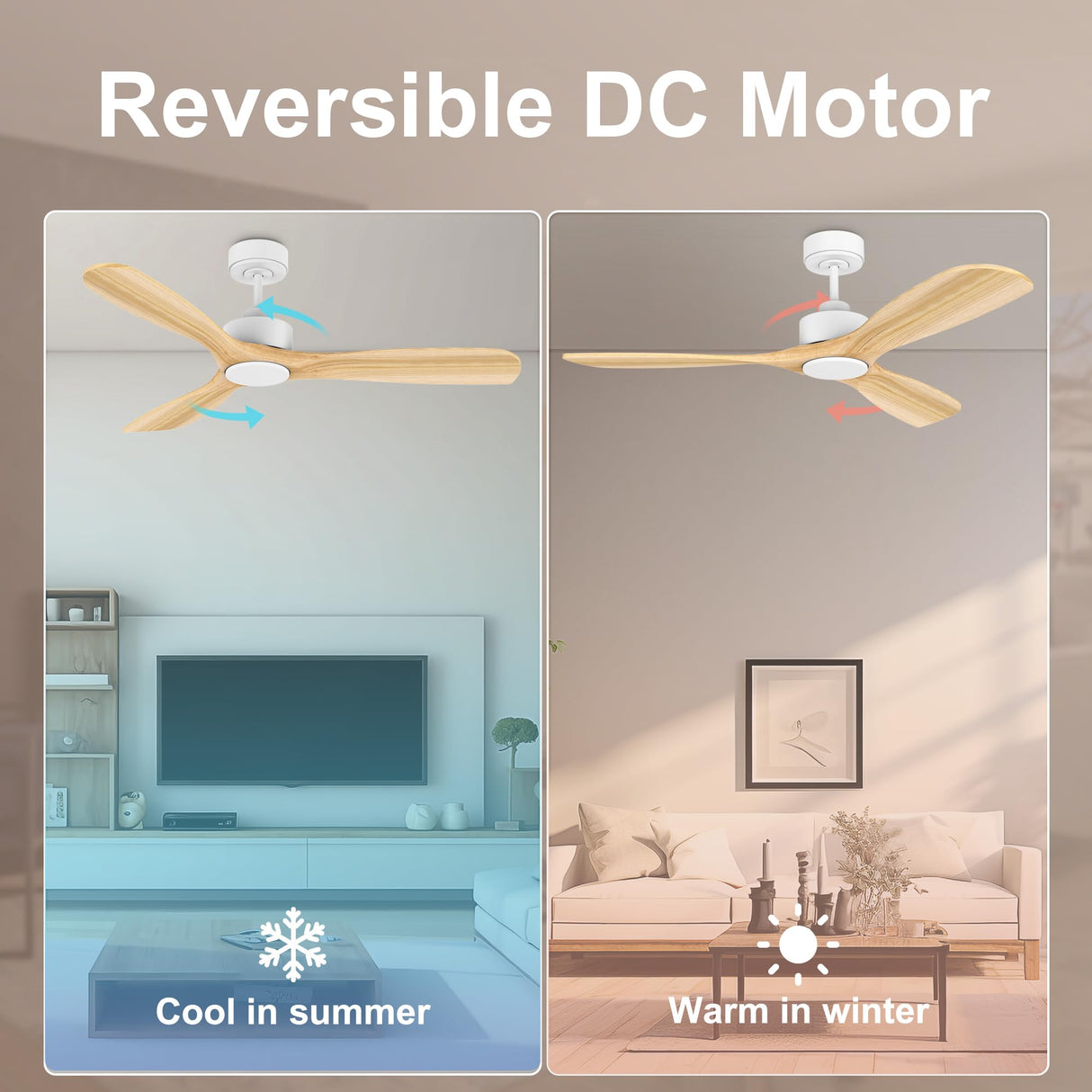 Hoenofly 52” Wood Smart Ceiling Fans with Lights Remote,Quiet DC Motor,Outdoor Indoor Ceiling Fan,Voice Control via WIFI Alexa App,Dimmable,Modern Light Wood Ceiling Fan for Bedroom Patio Porch Hoenofly