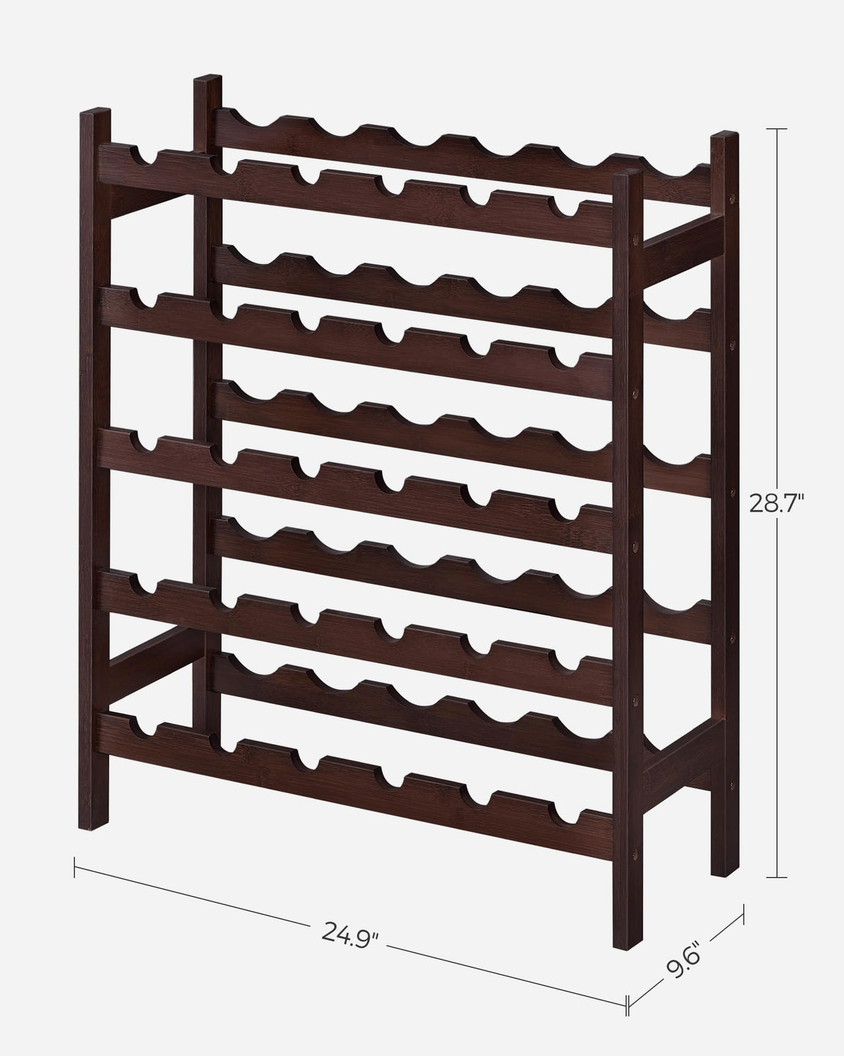 SONGMICS 30-Bottle Wine Rack, 5-Tier Freestanding Floor Bamboo Wine Holder, Display Stand Shelves, Wave Bars, Espresso UKWR25BR SONGMICS