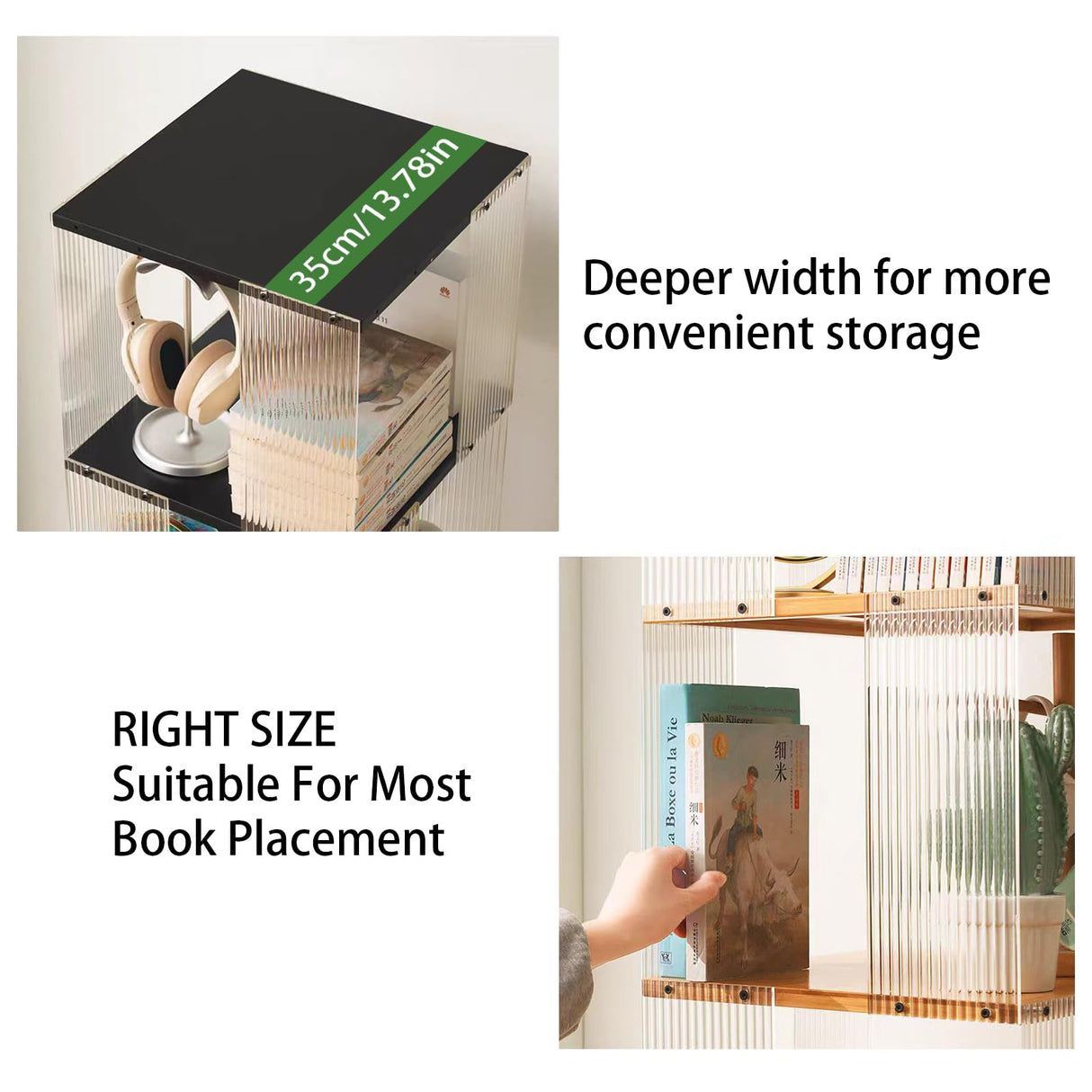 5 Tier Rotating Bookshelf, Clear Bookcase, Modern Storage Organizer Book Case for Bedroom Living Room Home Office, 360 Display Spinning Bookshelf Floor Standing Book Shelf (5 Tier - Natural) ZHUMUJIAJU