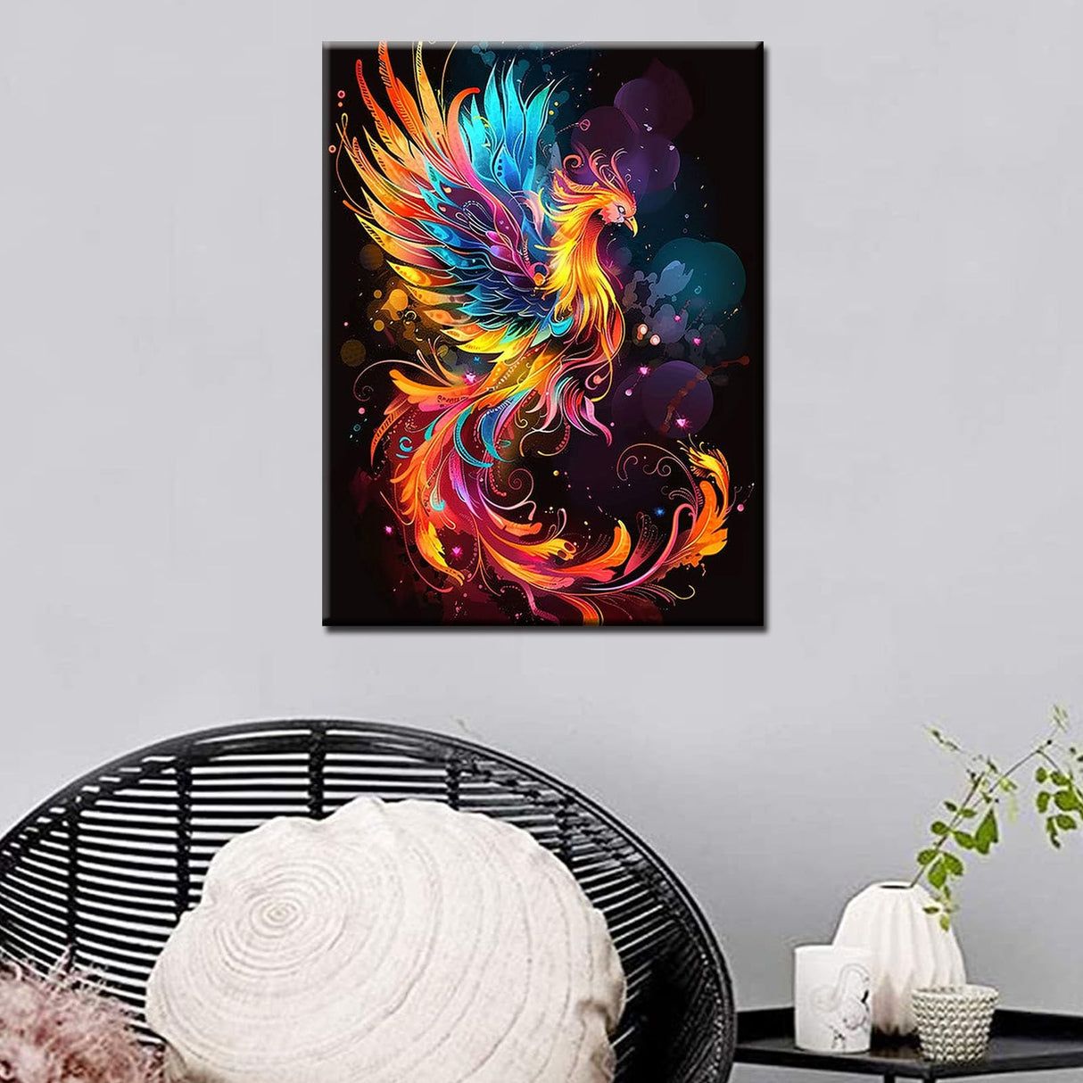 Tucocoo Diamond Painting Kits for Adults, Pink Phoenix Full Drill Round Diamond Cross Stitch Statue of Buddha Flower Diamond Painting by Number Kits Rhinestone Embroidery Arts Craft 12x16 inch Tucocoo