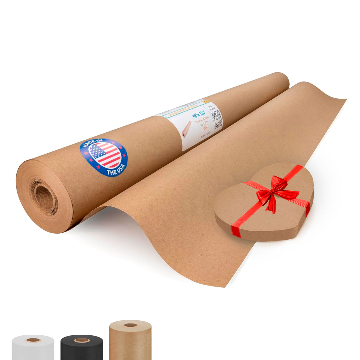 IDL Packaging Brown Kraft Paper Roll 36" x 2160" (180 feet), 30lb Thickness - Brown Wrapping Paper for Packing, Moving, Shipping & Crafts/Arts - 100% Recycled Natural Craft Wrap Material IDL Packaging