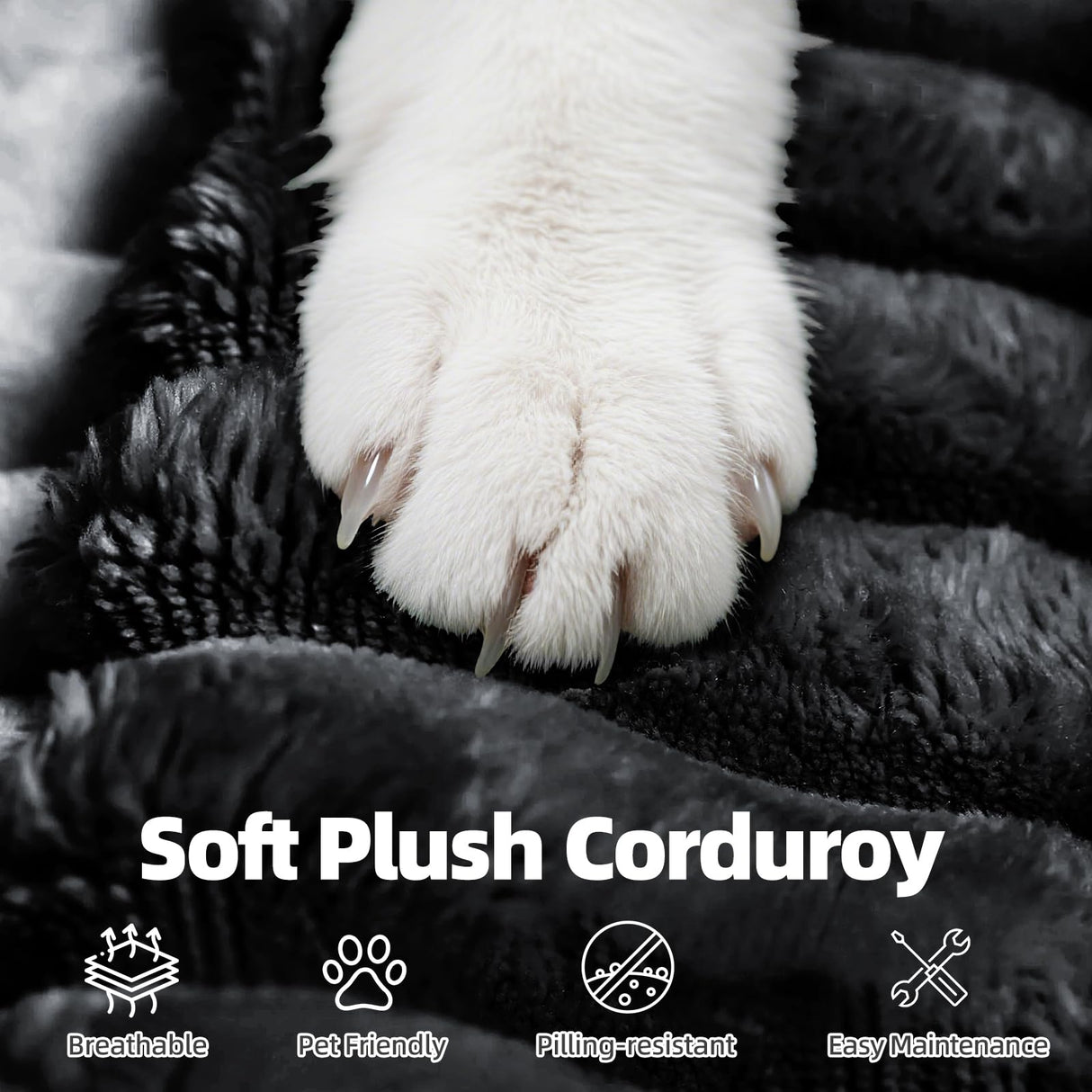 Mvpipi Cloud Couch U-Shaped Sectional Sofa, 134'' Modular Boneless Couches for Living Room, Corduroy Deep Seat Sofa with 2 Chaise Lounges and 1 Loveseat, 30D High-Resilience Foam, No Assembly, Black Mvpipi