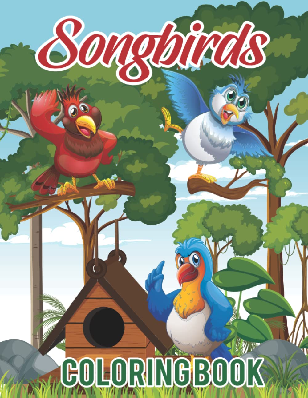 Songbirds Coloring Book: The Ballad of Songbirds and Snakes Book. Songbirds Coloring Book With Beautiful Songbirds, Hummingbirds, Eagle and More For Stress Relief Majosta