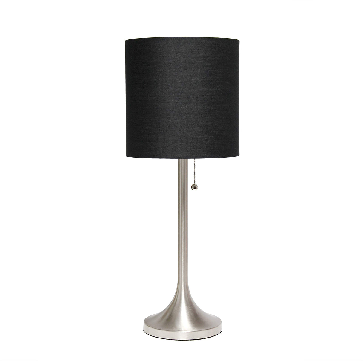 Simple Designs LT1076-BNB Tapered Fabric Drum Shade Table Lamp, Brushed Nickel and Black Simple Designs
