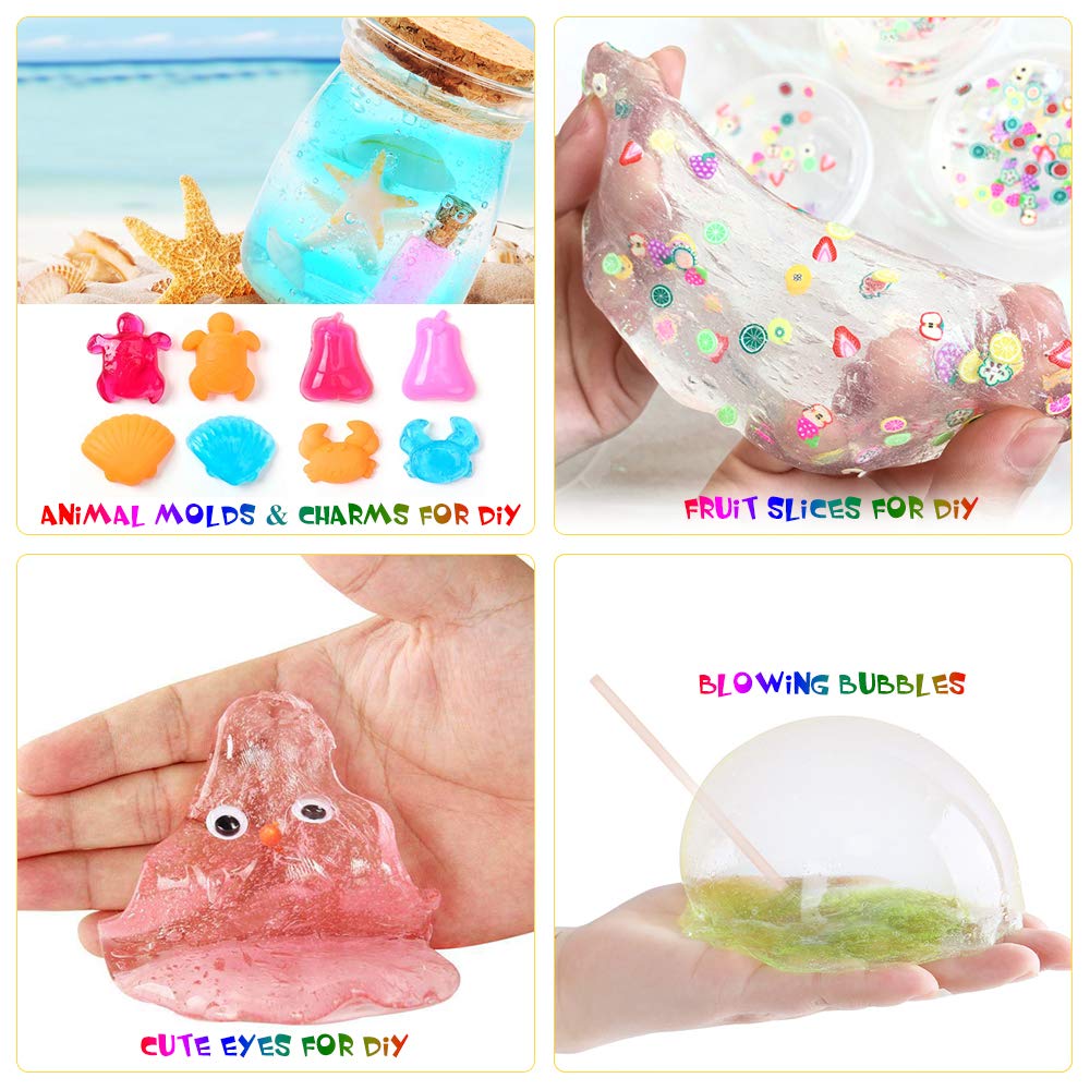 Slime Supplies Kit, 135 Pack Slime Making Kit 30 Crystal Slime, Glitter Jars, Charms, Sugar Paper, Foam Beads, Fishbowl Beads, Toy Cups, Slices, Air Dry Clay and Tools for Kids Girls by WINLIP WINLIP