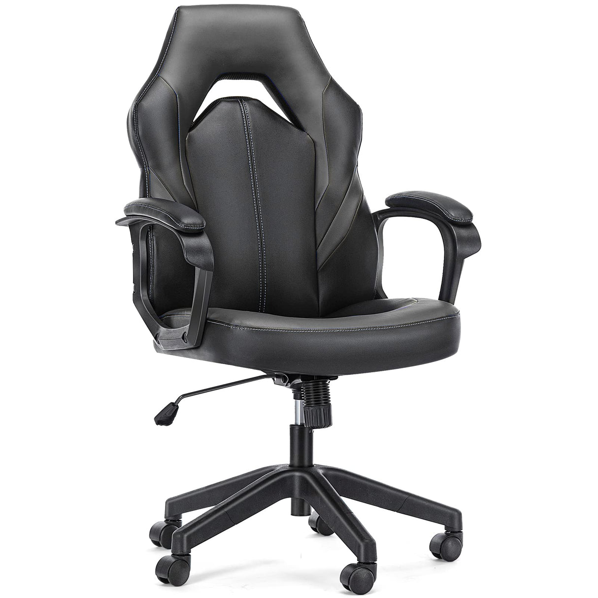 OLIXIS Computer Gaming Chair - PU Leather Ergonomic Office Chair Swivel Desk Chair with Lumbar Support, Executive Chair with Padded Armrest and Seat Cushion for Adults, Grey OLIXIS