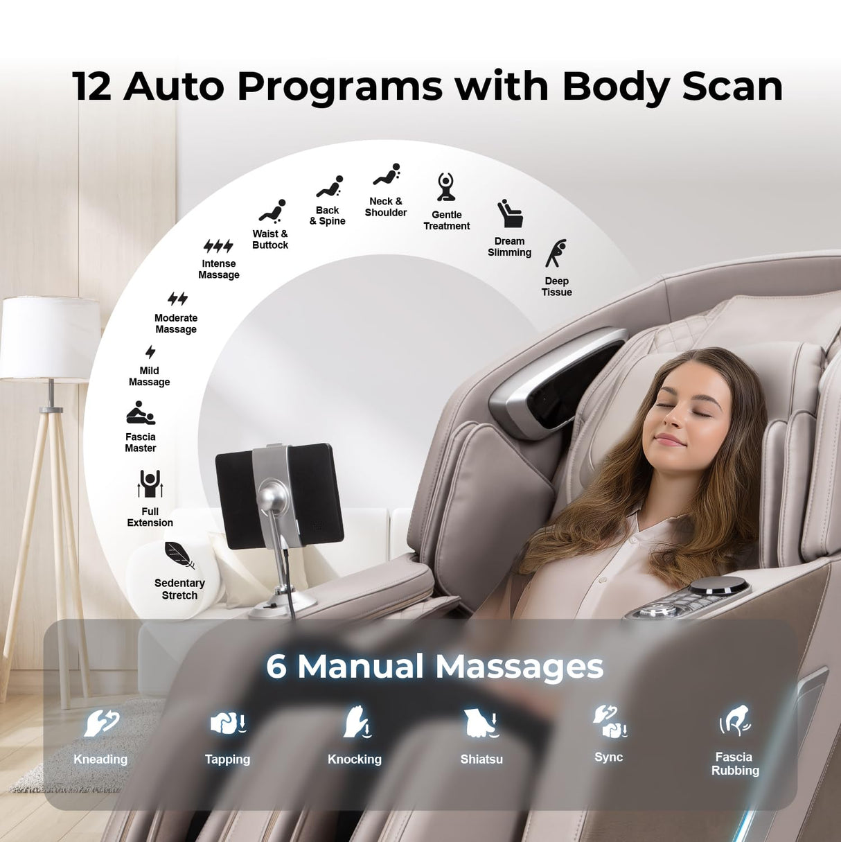 Titan 4D Ultima | Black | Massage Chair | Full Body Air Bag Massage | Zero Gravity Reclining | SL-Track 4D Massage | Foot Roller | Touchscreen Controller | Space Saving Technology Titan