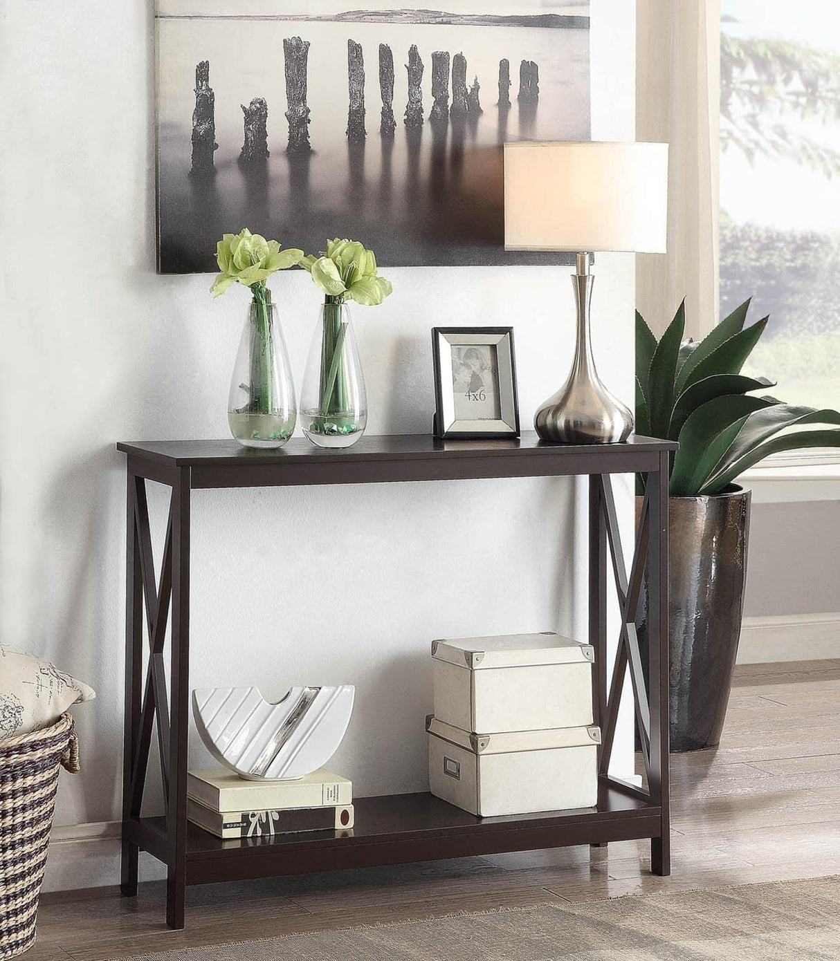 Convenience Concepts Oxford Console Table with Shelf, Espresso Convenience Concepts