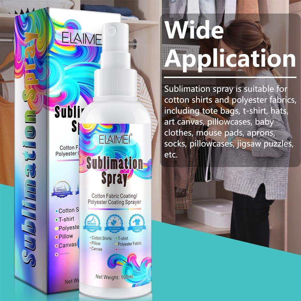 Sublimation Spray for Cotton Shirts, 100ml Sublimation Coating Spray for All Fabric Including Carton, Polyester, T-Shirts, Quick Dry Generic