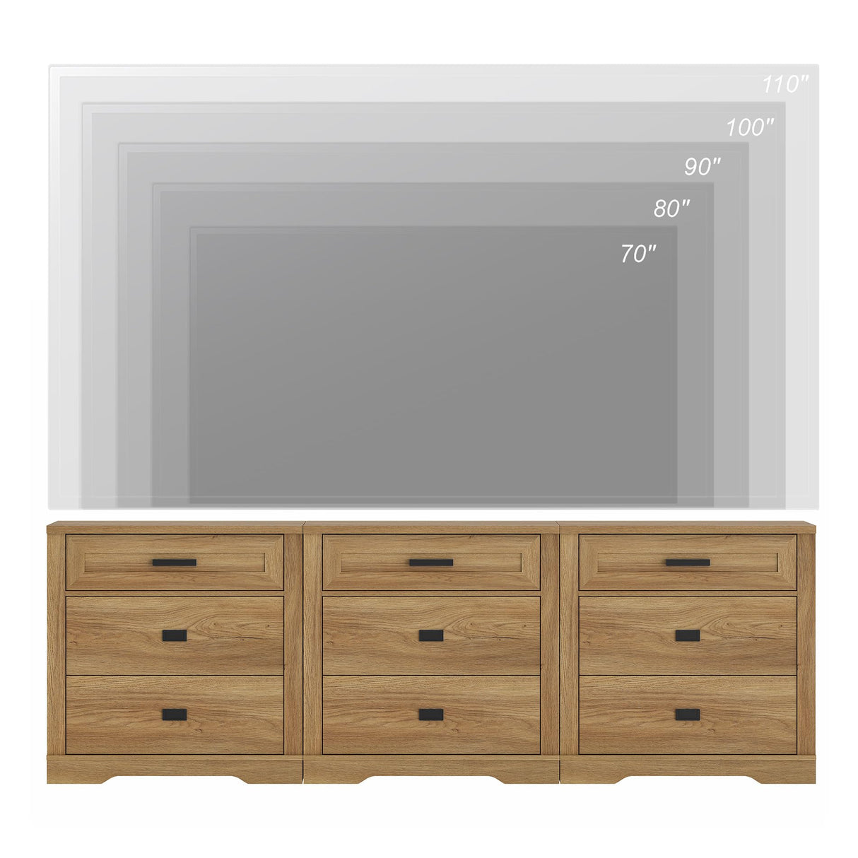 WAMPAT 3-in-1 Rustic Dresser Combo, Large Storage Chest of Drawers, 94.5" Wide Farmhouse Media Console, Vintage Oak WAMPAT