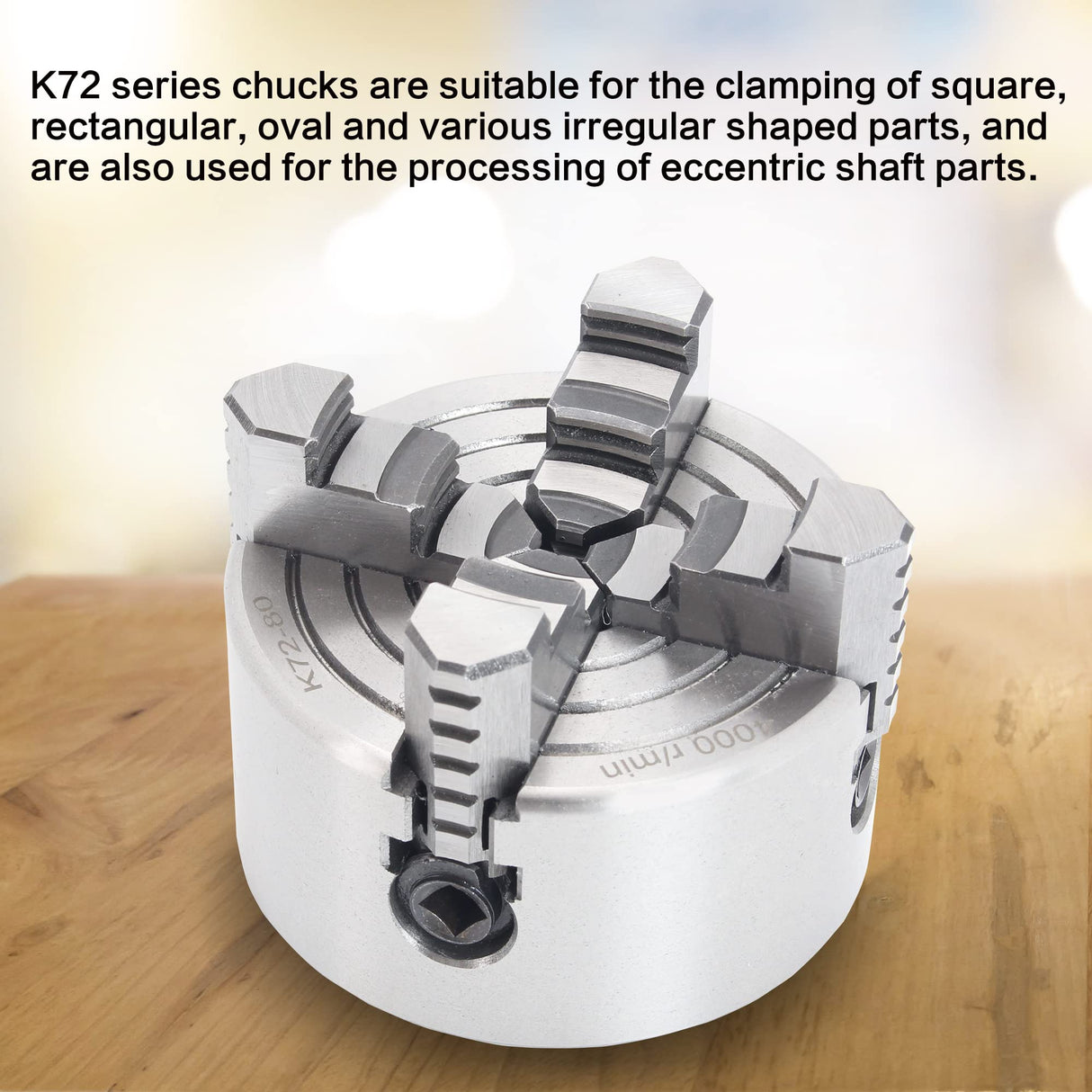 RATTMMOTOR 4-Jaw K72-80mm 3.15 Inch Independent Reversible Metal Lathe Chuck with Wrench for CNC Router, Lathe, Turning Machine RATTMMOTOR