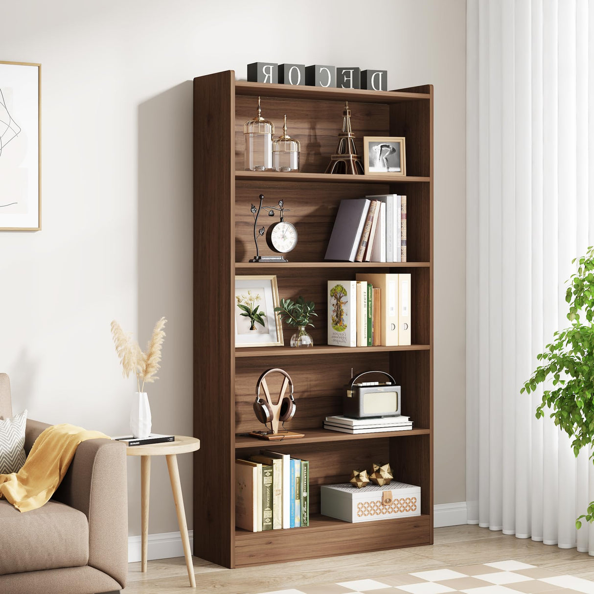 Tribesigns 6-Tier Tall Bookcase, 71 Inches Bookshelves and Bookcases, Floor Standing 5 Shelf Library Bookcase for Home Office, Living Room, Bedroom Tribesigns