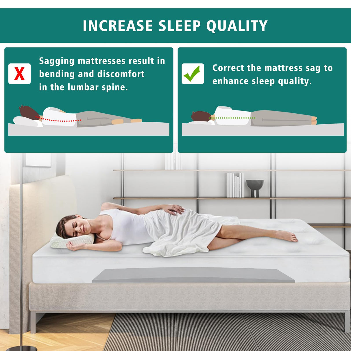 TANYOO Sagging Mattress Support Fix Sinking Beds High Density Foam Insert Pad for Sagging Bed Repair and Extends Life 47 x 25 x 2 Inches Pack of 1 TANYOO