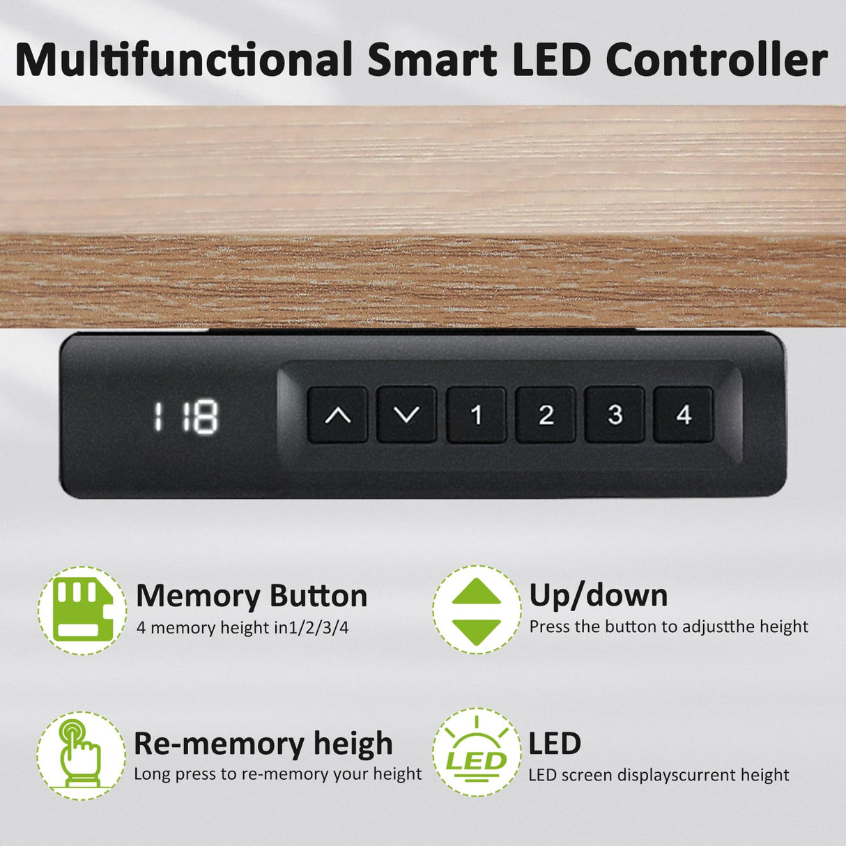 farexon 55 x 24 inch Electric Height Adjustable Standing Desk with Charging Station, Stand up Desk with Big Mouse Pad, Ergonomic Curved Workstation, 4 Caster, 4 Preset Heights Easy to Set(Oak Grey) farexon